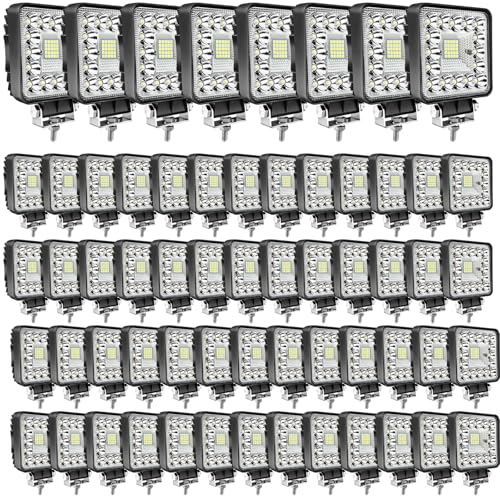 LED Light Bar 4.5 Inch LED Pod Lights 123W 12000lm Square Work Lights 12V 24V Cube Spotlight Waterproof Off-Road Driving Fog Light for Car Boat ATV UTV RV Golf Cart Lawn Mower (60pc)