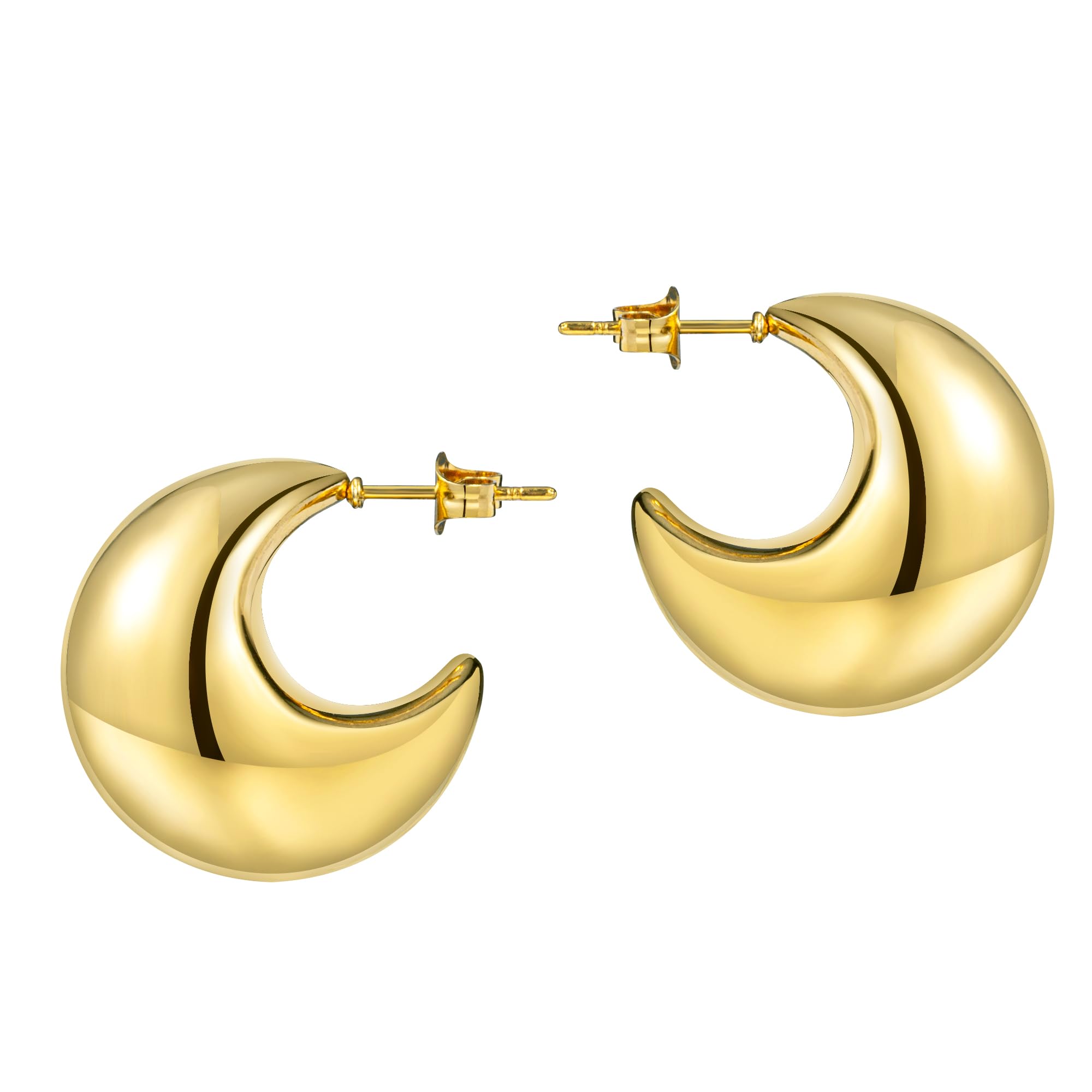 YeGieonrChunky Gold Hoop Earrings for Women Trendy Thick Stainless Steel Earrings with 18K Gold Plated, Hypoallergenic Small Huggie Hoop Jewelry Gift for Women (Teardrop Hoops)