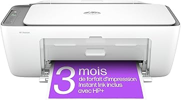 HP DeskJet 2820e Imprimante tout en un - Jet d'encre couleur – 3 mois d’Instant Ink inclus avec HP+ (Photocopie, Scan,...
