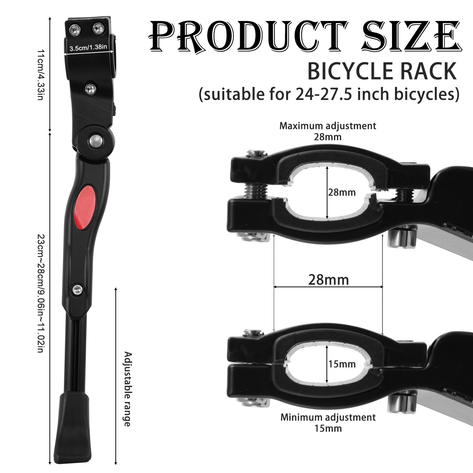 Stojak rowerowy do 24-27,5", stop aluminium, regulowana wysokość, stojak rowerowy, antypoślizgowy stojak rowerowy, stabilny stojak boczny z narzędziem, do rowerów górskich, rowerów elektrycznych