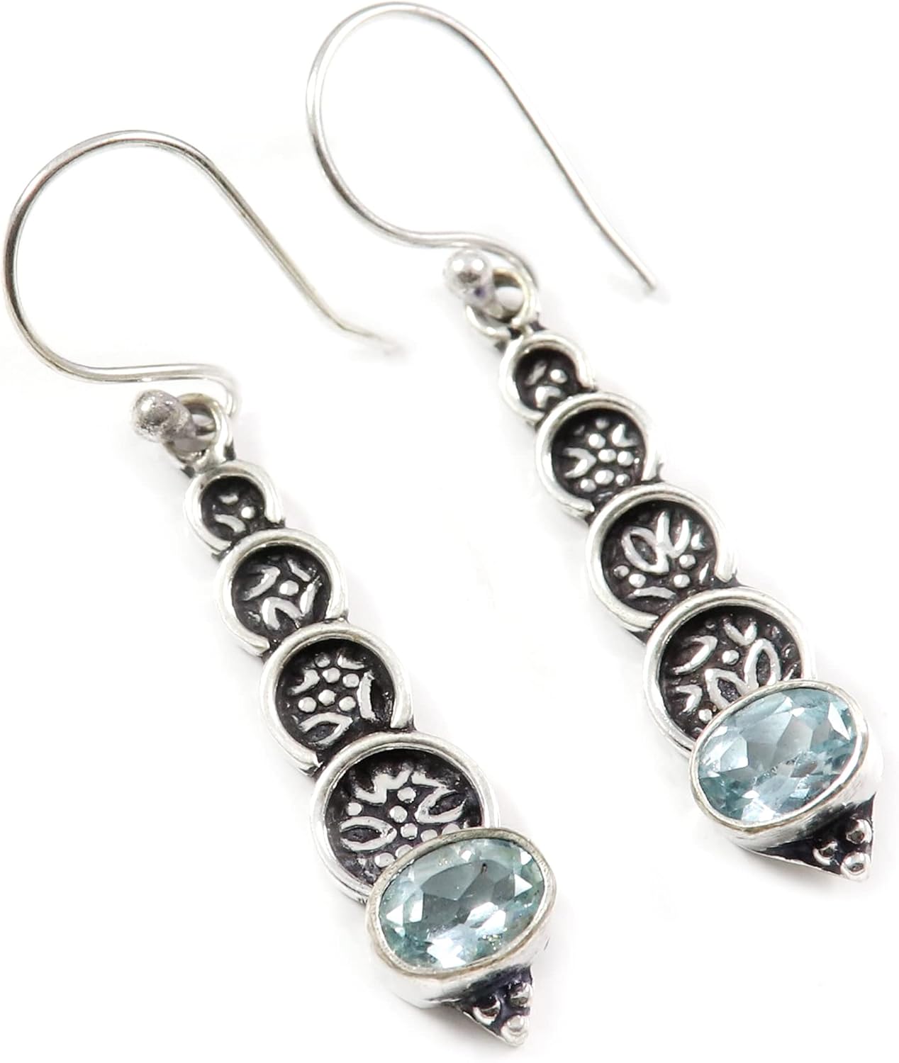 Goyal Exports 925 Sterling Carnelian Black Onyx Amethyst Faceted Lapis Lazuli Gemstone Silver Drop Dangle Earring Jewelry SEG158