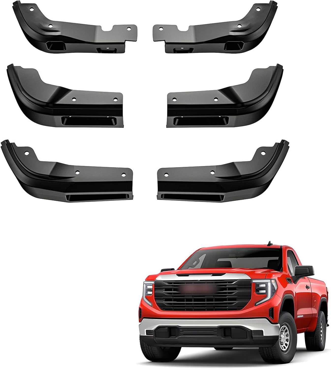 6PCS Mudguards for GMC Sierra 2019-2025 Accessories, Front & Rear Mud Flaps Custom for GMC Sierra 1500, Anti-Scratch All Weather GMC Fender Replacement Kit