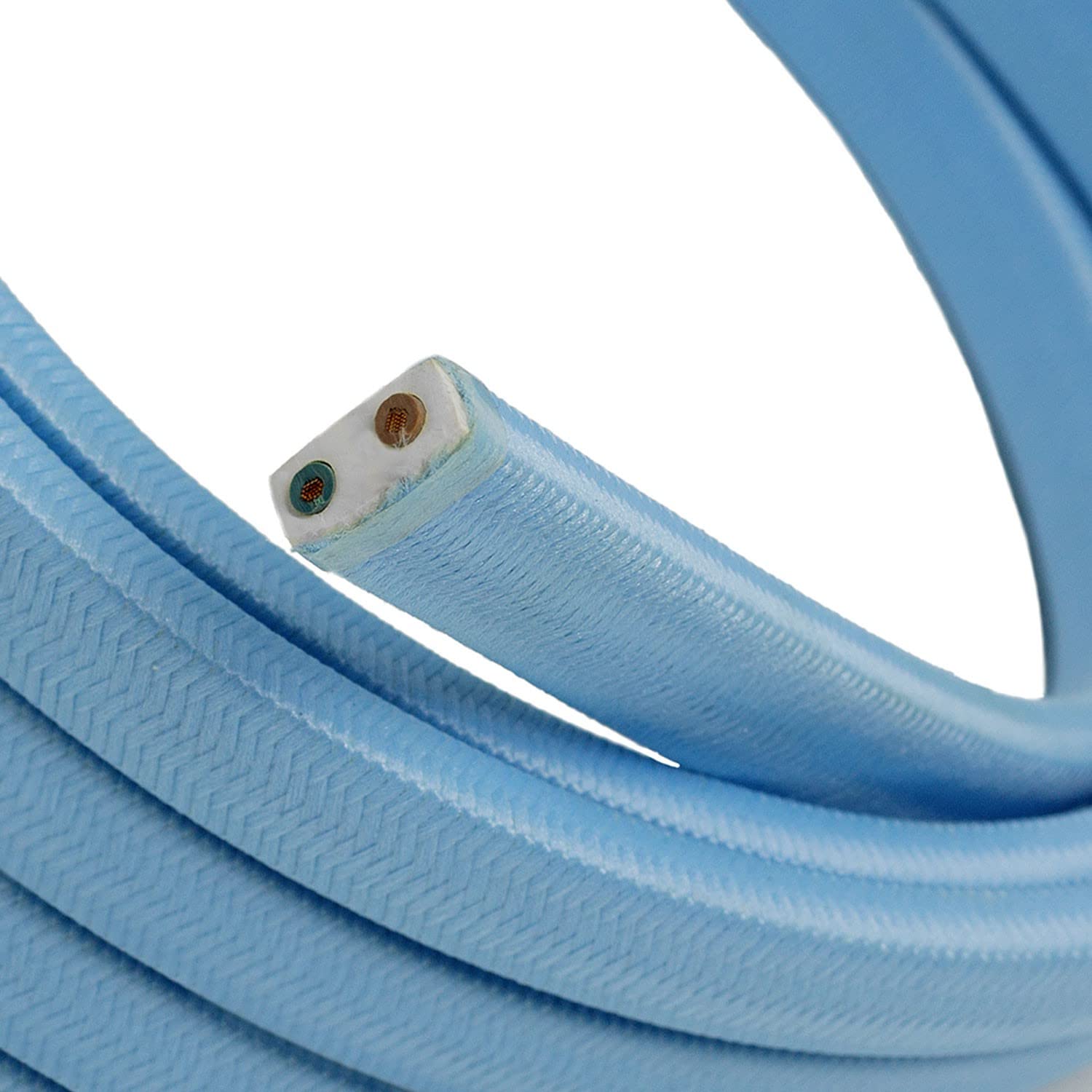Creative-Cables L'originale cavo elettrico piatto per catenaria (25 m, Azzurro Baby CM257) – Rivestito in tessuto effetto seta – Compatibile con sistemi Lumet IP44 e Filé Indoor – Made in Italy