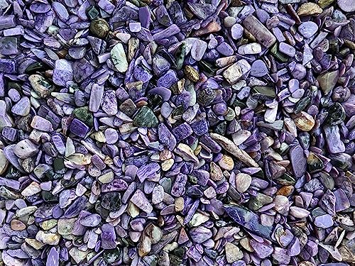 Image of 2 oz Lot Natural Charoite Semi Tumbled Charoite Gemstone Chips, Charoite Crushed Mini Crystals, Undrilled Crystal Chips (Charoite)