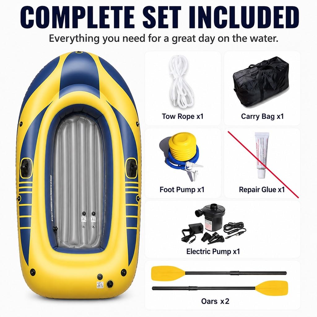 Kayak Gonfiabile Da Esterno, Canoa In PVC Durevole, Con 3 Camere D'Aria