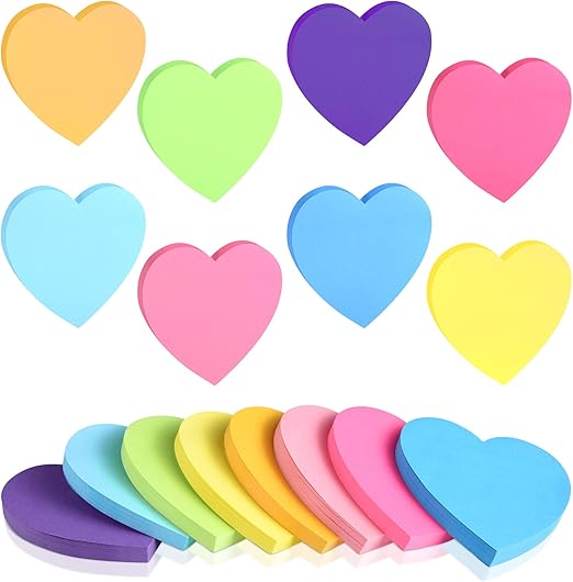 Jspupifip 1120 Sheets Heart Shaped Sticky Notes, 8 Color