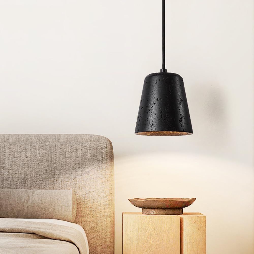 Decorazione domestica in marmo nero Lampada a sospensione Isola della cucina Lampada da soffitto a sospensione industriale in pietra piccola Lampadario gotico in fattoria Lampadari di metà secolo per