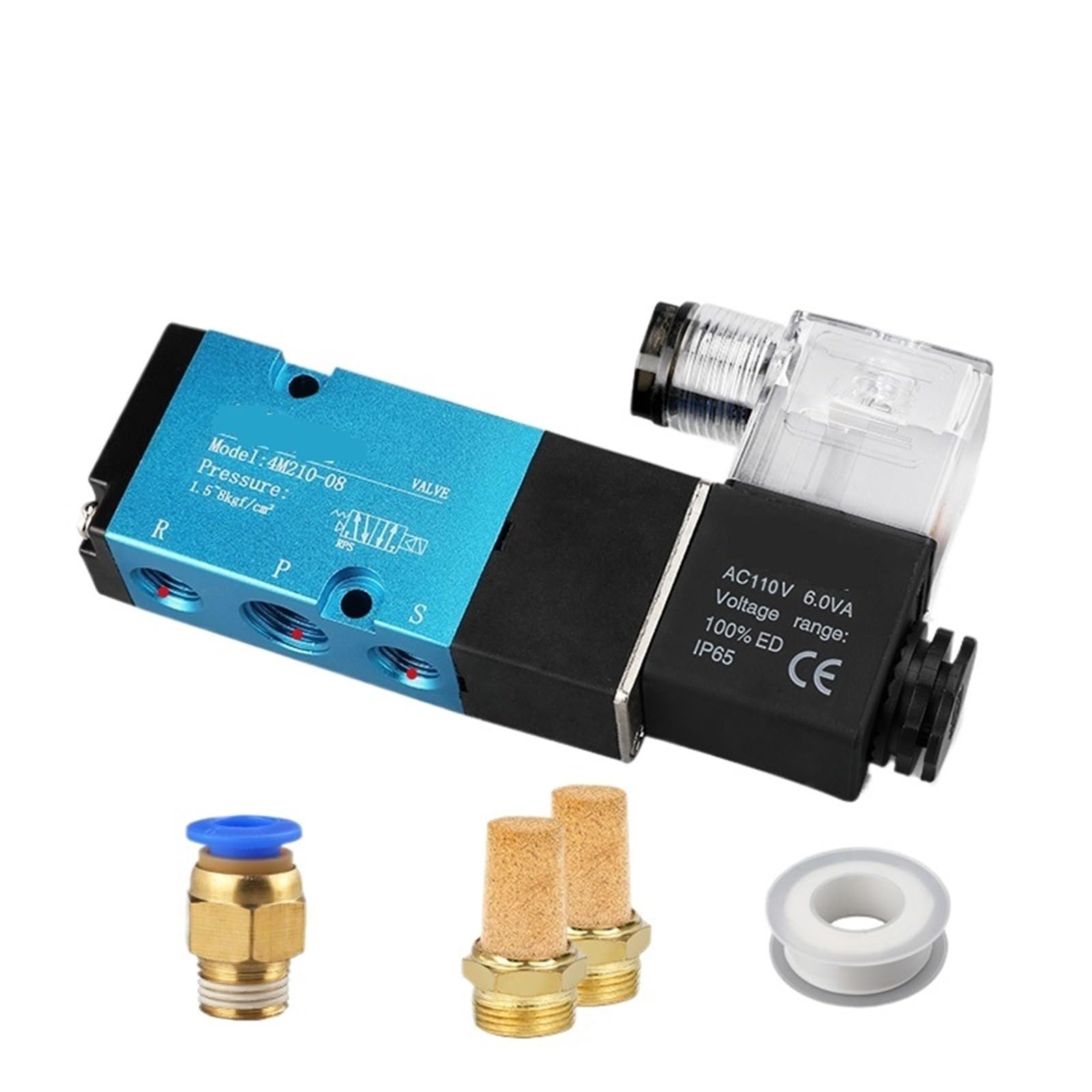 Électrovanne distributeur pneumatique 5 voies 4M210-08 AC110V raccord 8mm Airtec