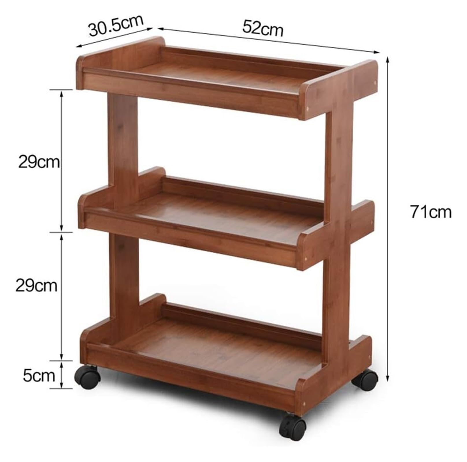 Soportes para Flores, Soporte para Plantas, Soporte para macetas, estantes de Almacenamiento de bambú, Estante de Escalera Independiente de 3 Niveles con Ruedas, estantería para Oficina