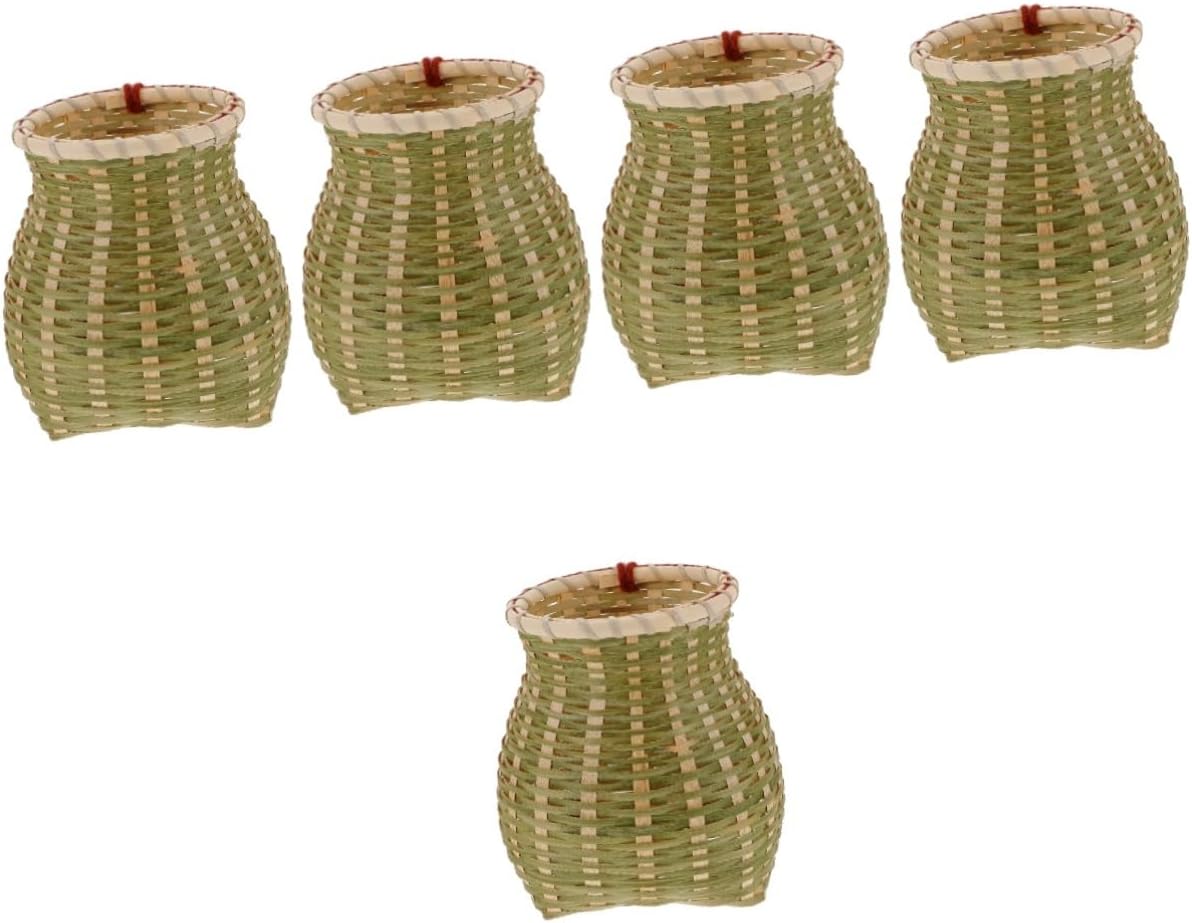VANZACK 5pcs Hand Woven Back Hanging Basket Multi-use Small Knapsack for Boy Ethnic Style Storage Prop for Home Decor and Photo Props