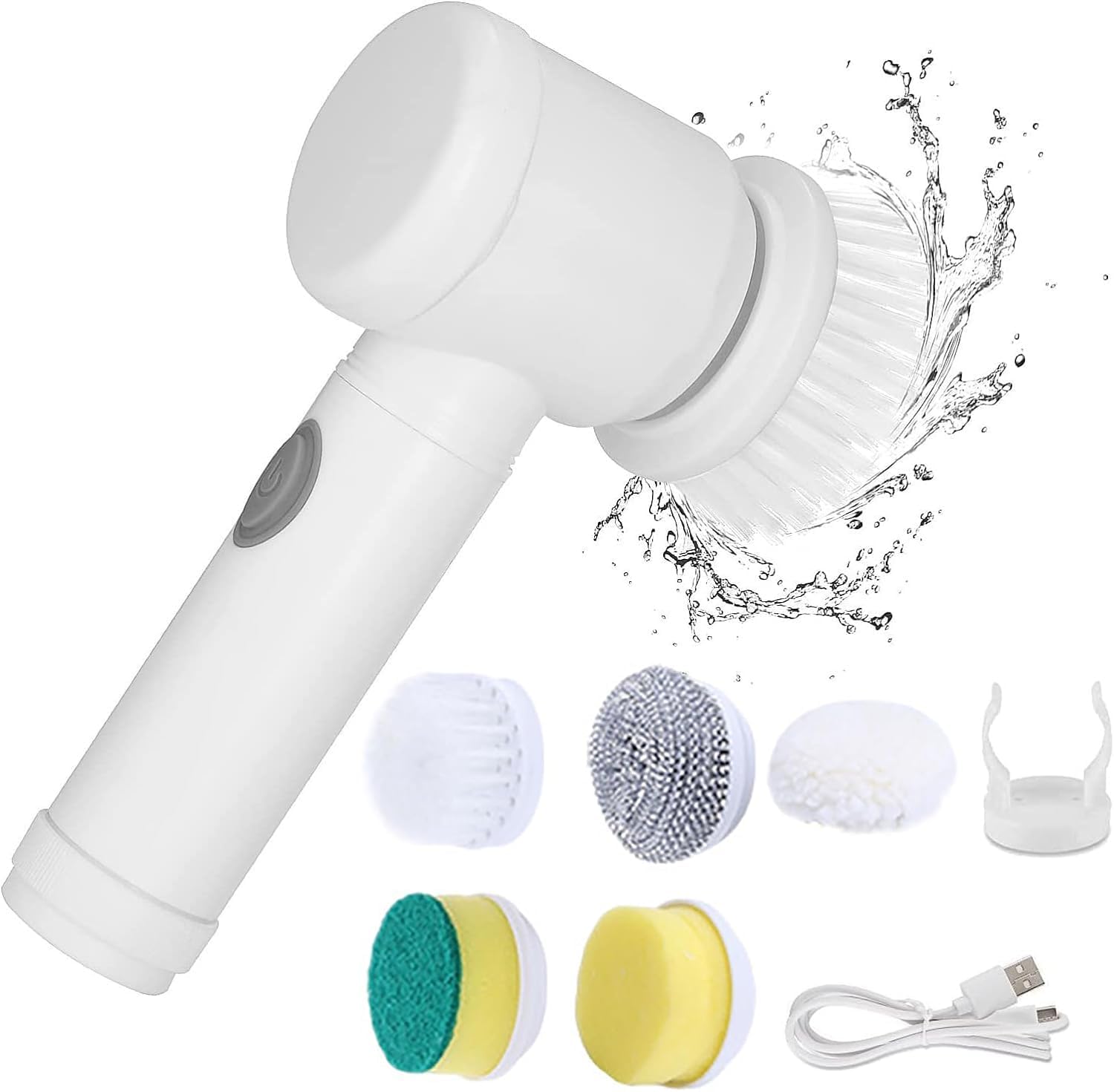 Drumil 5 in 1 Magic Brush Electric Magic Brush USB Rechargeable Tiles Cleaning Brushes with 3 Brush Heads Cleaning Supplies Spin Scrubber (Pack of 1)-image-7