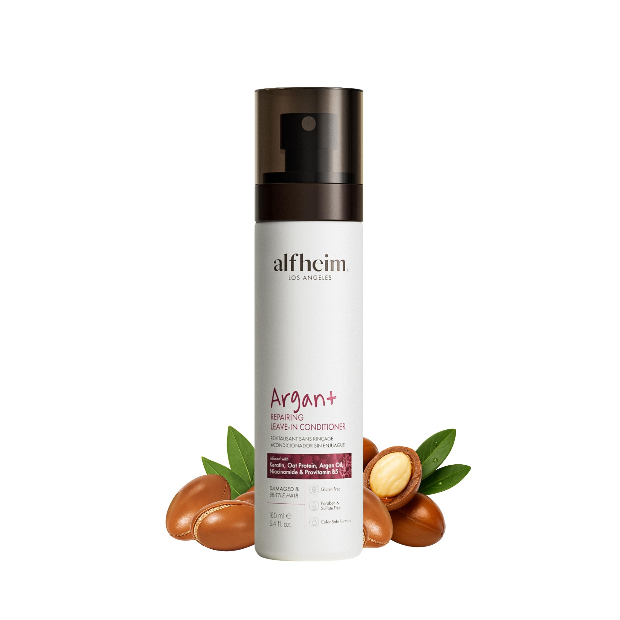 Alfheim ALFHEIM Argan+ Repairing Leave-in Conditioner Spray for Dry, Damaged & Frizzy Hair with Argan Oil, Keratin, Oat Protein – Instant Detangling, Shine & Frizz Control – Color Safe, Sulfate Free – 5.4 oz