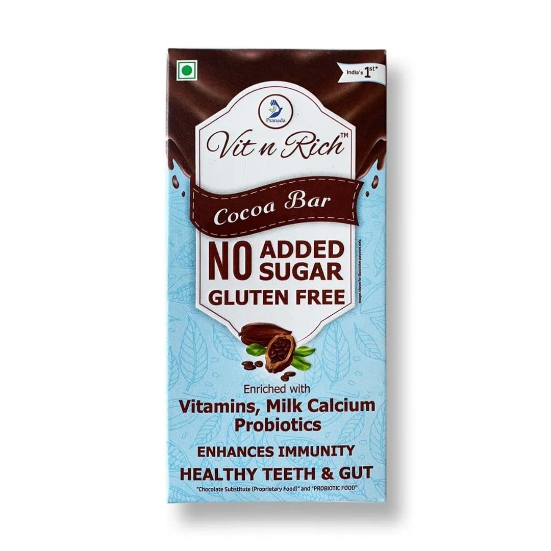 Vit n Rich Healthy Cocoa Bar with almonds No added Sugar, Boost Immunity, Healthy Teeth and Guts Loaded with Multivitamin, Probiotic, Lactose-free| Sugar-Free Safe For All Ages- -50 grams (Pack of 1, Chocobar- 50grams) (B0BZ4F3G2M) Amazon Price History, Amazon Price Tracker