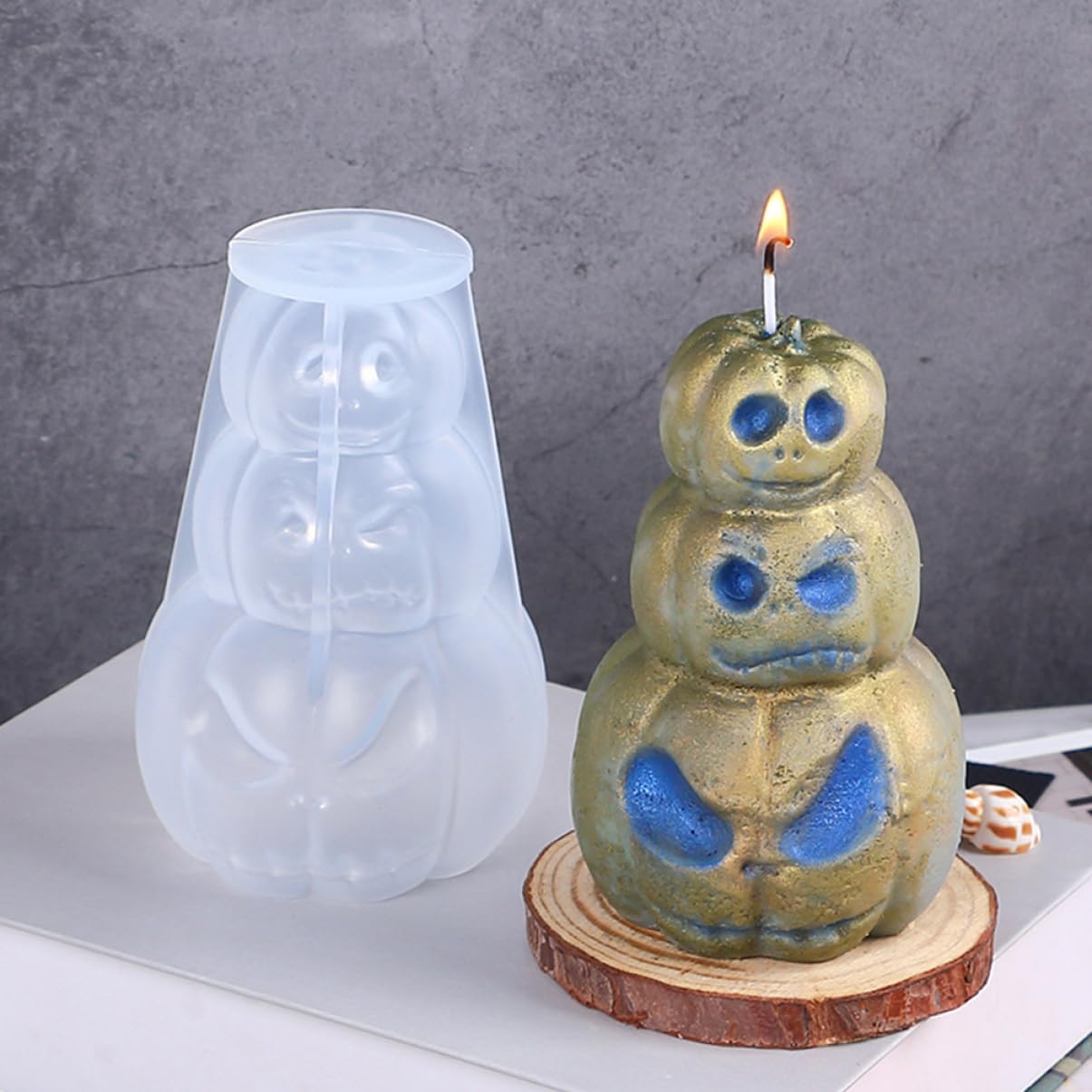 VILLCASE 5St halloween basteln silikonform halloween silikonform gießform soufleförmchen Kerzenformen Kürbis- kuchenform Duftkerzenform -Formen aus Silikon Kieselgel Weiß