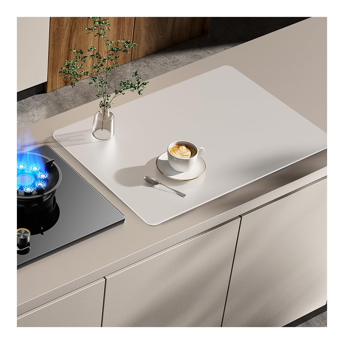 LAVOUP Silicone 2mm Worktop Mats Saver Portector, 60 x 90cm Food Grade Heat Resistant Mat Waterproof Kitchen Large Worktop Protector, Countertop Mat Non-Slip for Kitchen,Translucent