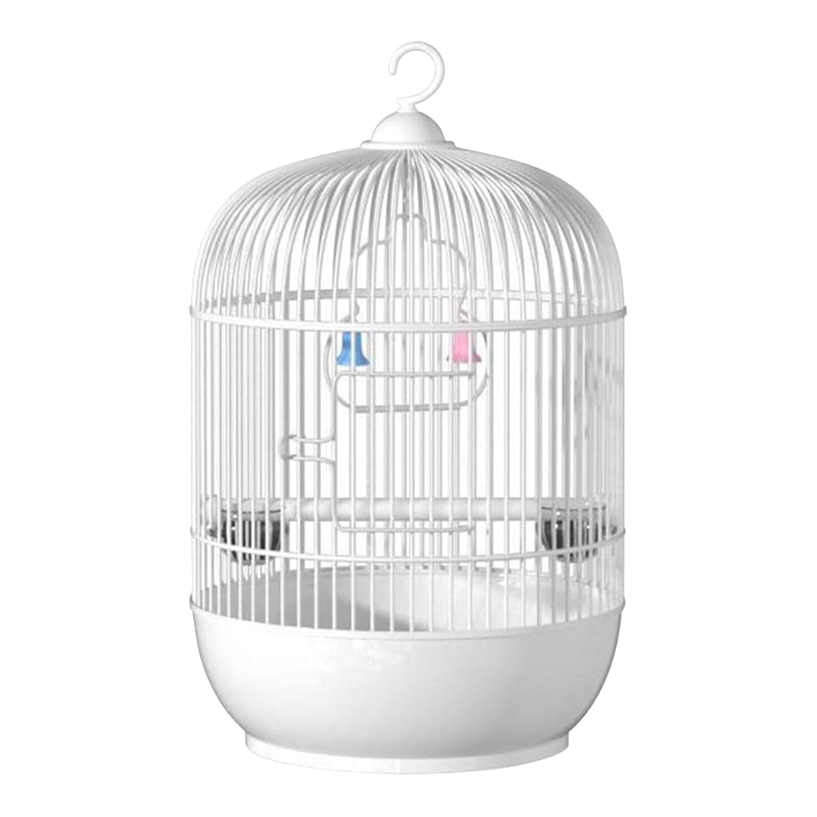 Bird Cage, Parakeet Carrier, Travel Cage, Sturdy Iron Frame, Built-In Handle and Perch, Ideal for Travel or Home Use, 9.05x9.05x14.57 Inches, White Color, 1 Piece