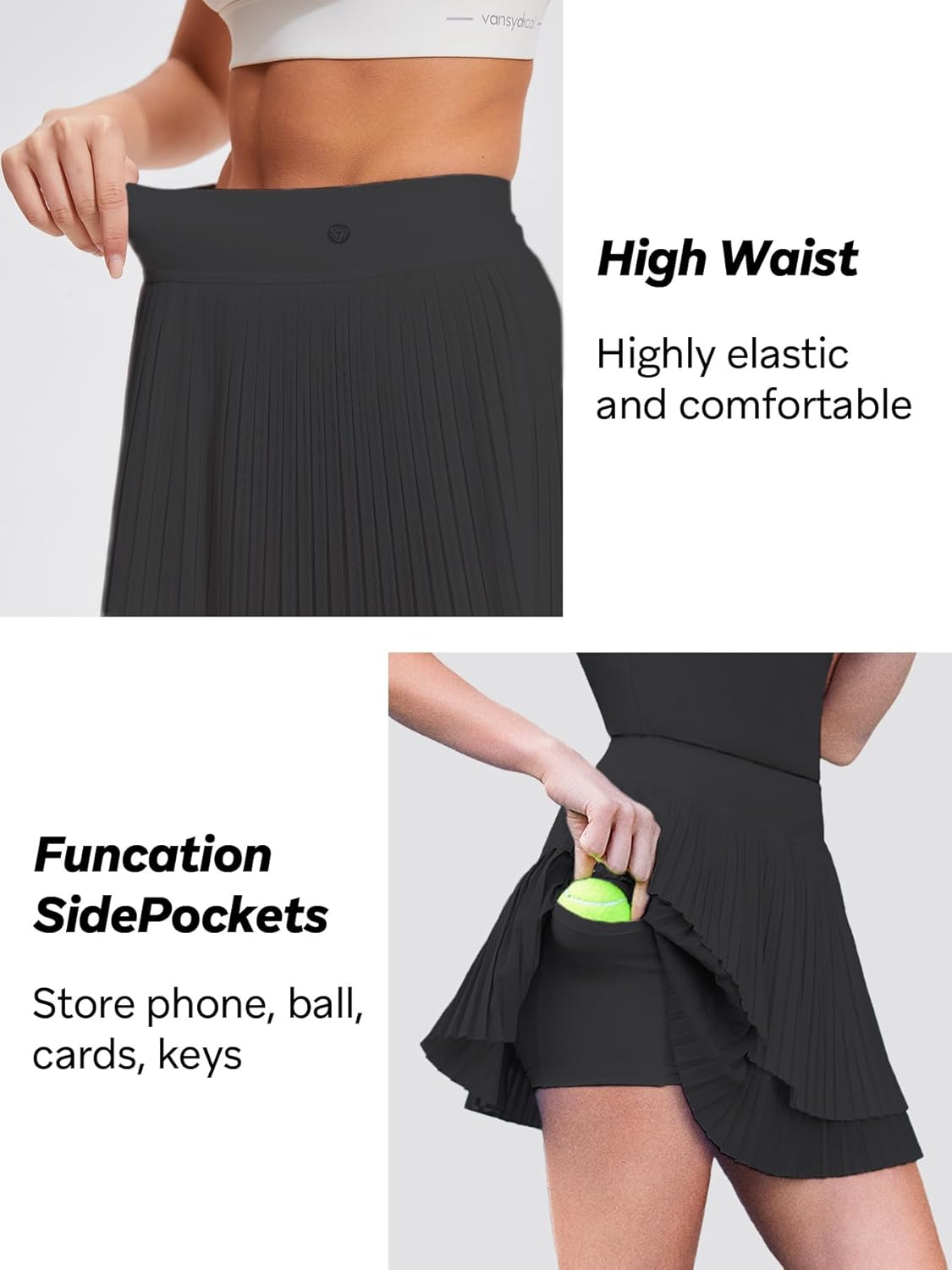 Mudere Women's Pleated Tennis Skirt Golf Skorts for Woman High Waisted Athletic Skort with Shorts Pockets - Image 4