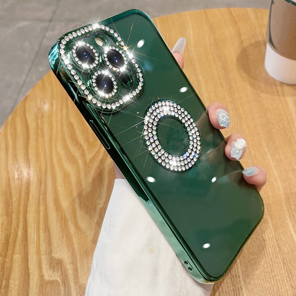 Coque diamant pour iPhone 14 Pro Max et 14 Plus en silicone transparent vert - 6