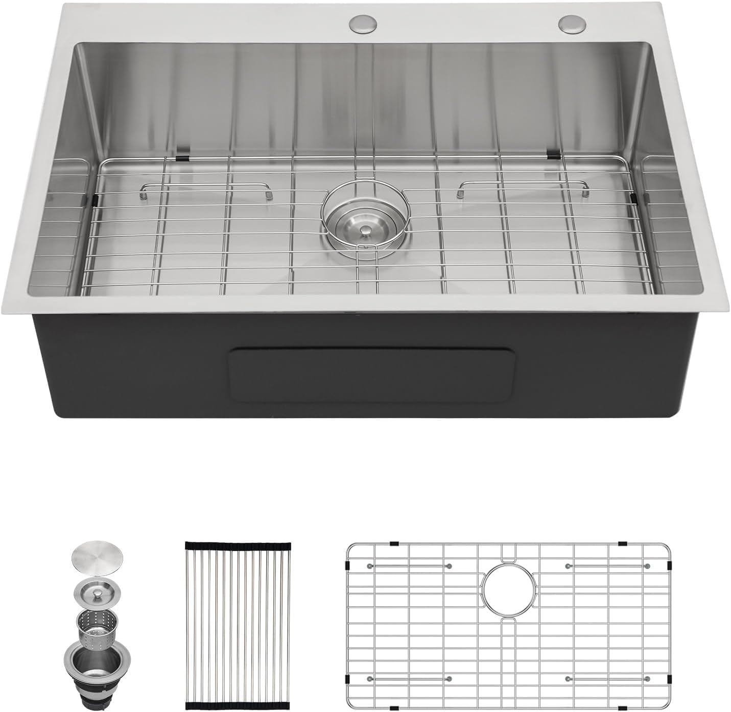 Kichae 30 Inch Drop In Kitchen Sink 16 Gauge Stainless Steel Kitchen Sink