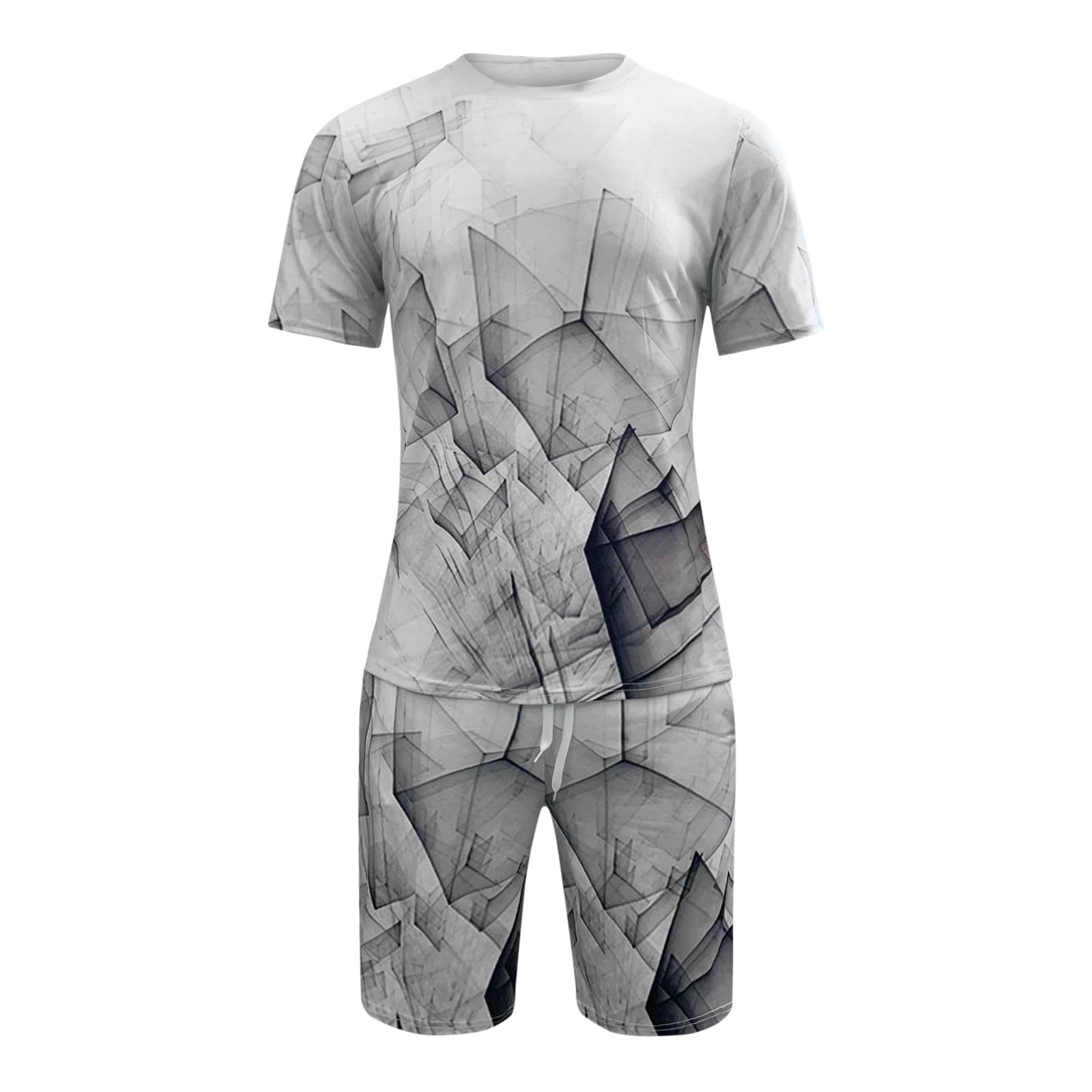 Hombres Verano Moda Y Ocio 3D Digital Impreso Pantalones Cortos De Manga Corta Conjunto Dos Conjunto Bufanda Esmoquin Jacket