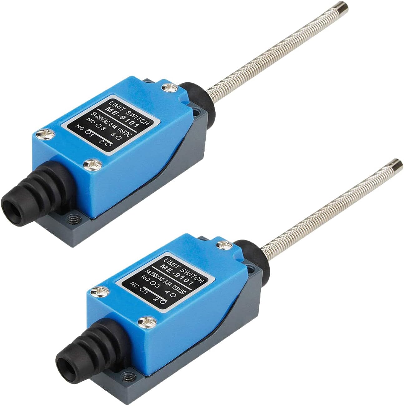 Yusheng 2PCS ME-9101 Momentary Limit Switch Travel Switch, Flexible Coil Spring Rod Momentary Limit Switch arduino Switch NC-NO CNC Mill Laser Plasma Router (2PCS, ME-9101 Flexible Coil Spring Rod)