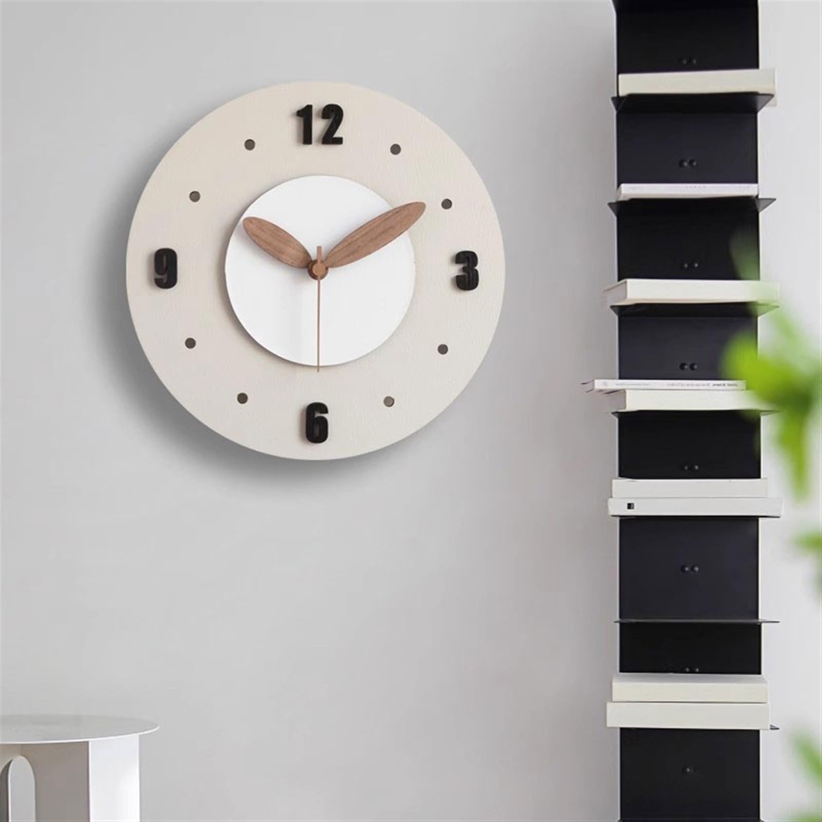 Reloj Cocina Reloj de Pared silencioso Color Crema Simple for Sala Estar sin Perforaciones(Medio)