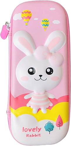 Estuche para lápices 3D para niños, resistente al agua, con compartimentos, estuche para bolígrafos (conejo rosa) disponible en Yaxa El Salvador