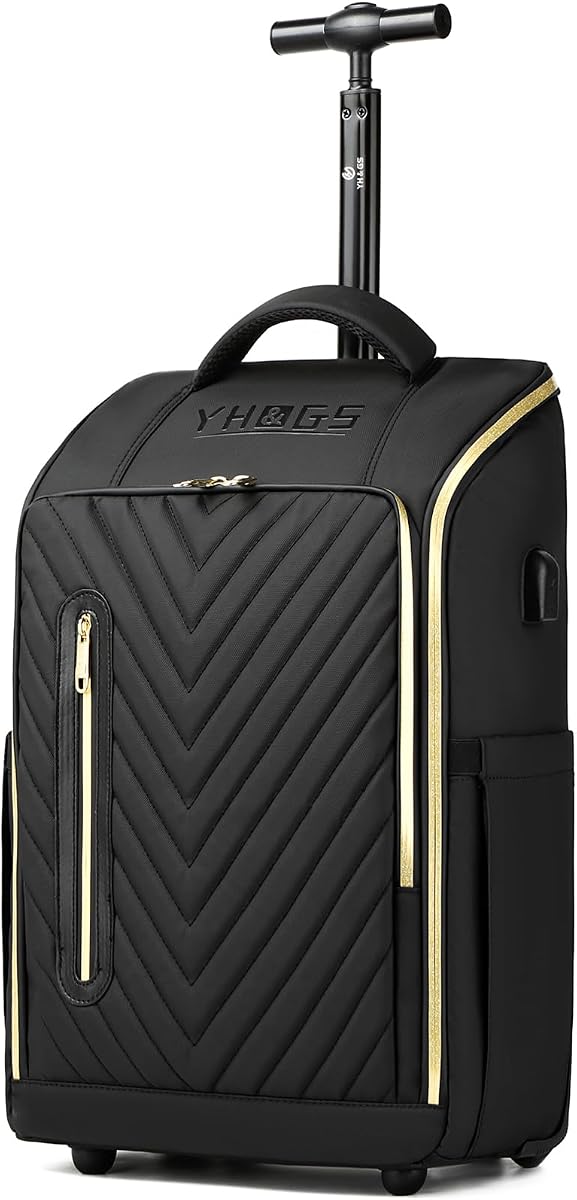 Rolling Backpack Waterproof Commuter Backpack with Wheels for Business, Laptop Compartment for 15.6-Inch Laptop, Wheeled Carry-On Bag for Adults