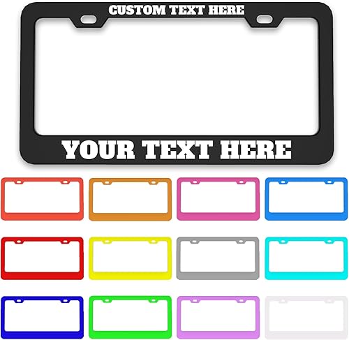 Marco de matrícula personalizado Etiqueta metálica de alta calidad para automóvil con tu texto, placas personalizadas de 12 x 6 pulgadas, marcos de