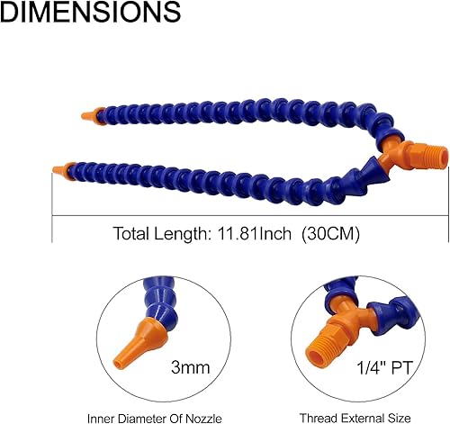 Miniatura 3 de Baomain Manguera de refrigerante en forma de Y de rosca macho PT de 14 ", boquilla redonda de 0.118 in, tubo de plástico flexible de 11.8 pulgadas