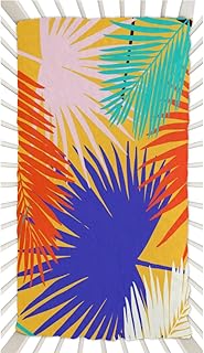 Tropical Palm Leaves Crib Sheets for Boys, Girls Machine Washable Soft Cozy Microfiber Fitted Crib Sheet for Standard Crib and Toddler Mattresses Boys Girls 28x52 Inch