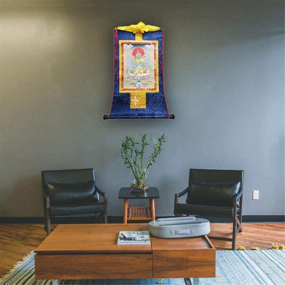 Rysunek na jedwabnym zwoju, Buddyjska zielona Tara Thangka jedwabna haftowana ściana wisząca 62x50cm