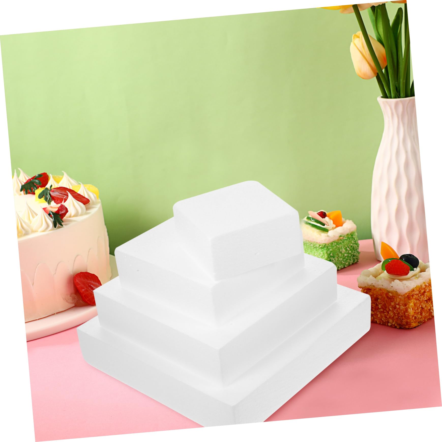 SEWACC 8piezas Para Decoración De Tartas Accesorios Reutilizables Para Bodas y Práctica Cubo Para Exhibiciones y Pruebas De Decoración De Pasteles