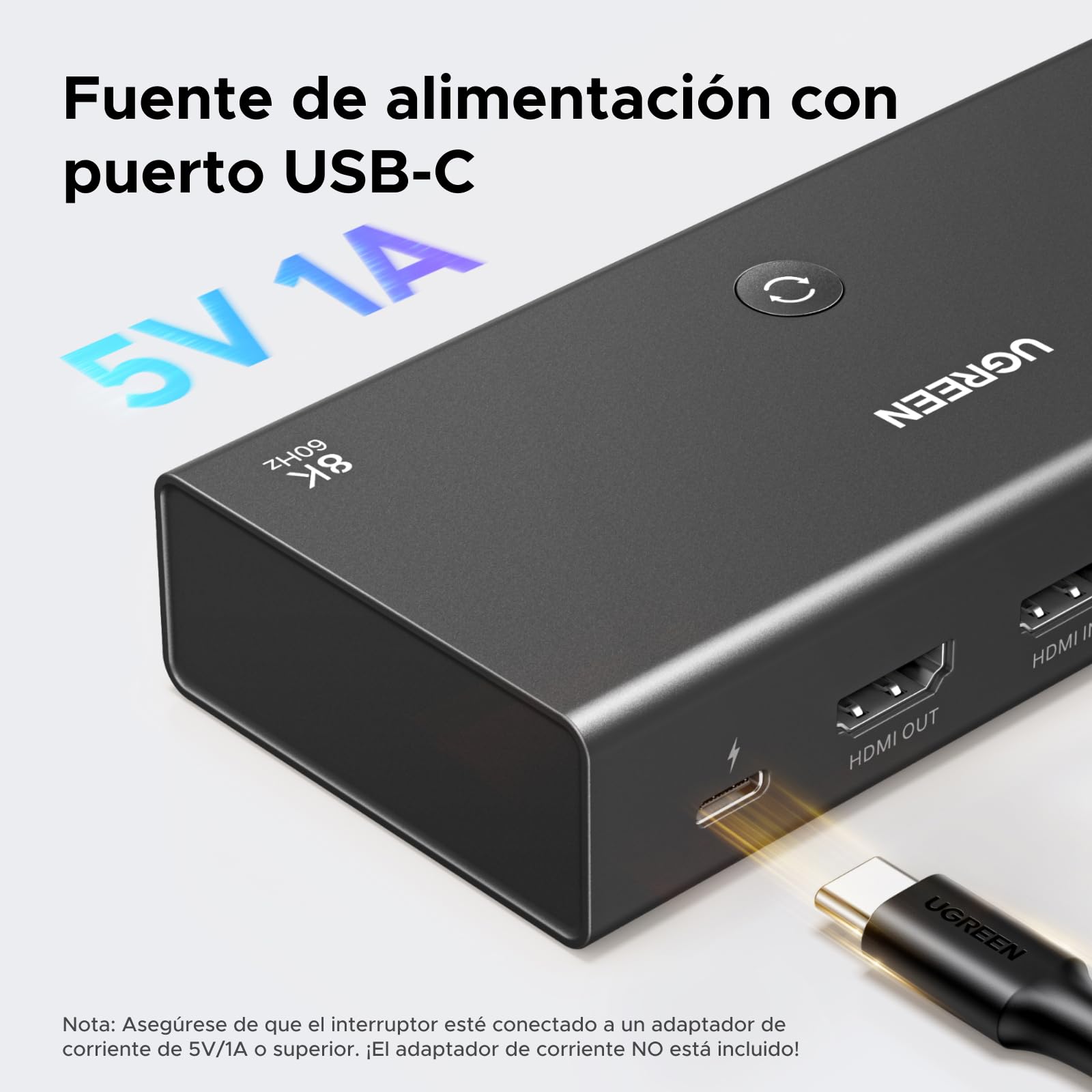 UGREEN Switch HDMI 2.1 3 Entradas a 1 Salida Conmutador 8K 60Hz 4K 240Hz