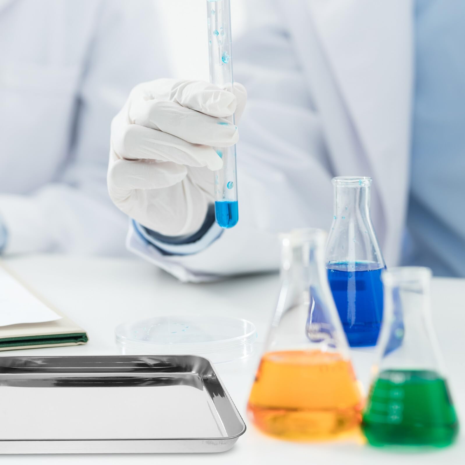 Vassoio per Strumenti Medici in Acciaio Inossidabile Rinforzato Piatto Metallico Multifunzione per Laboratorio Design Antiribaltamento e Facile da Pulire