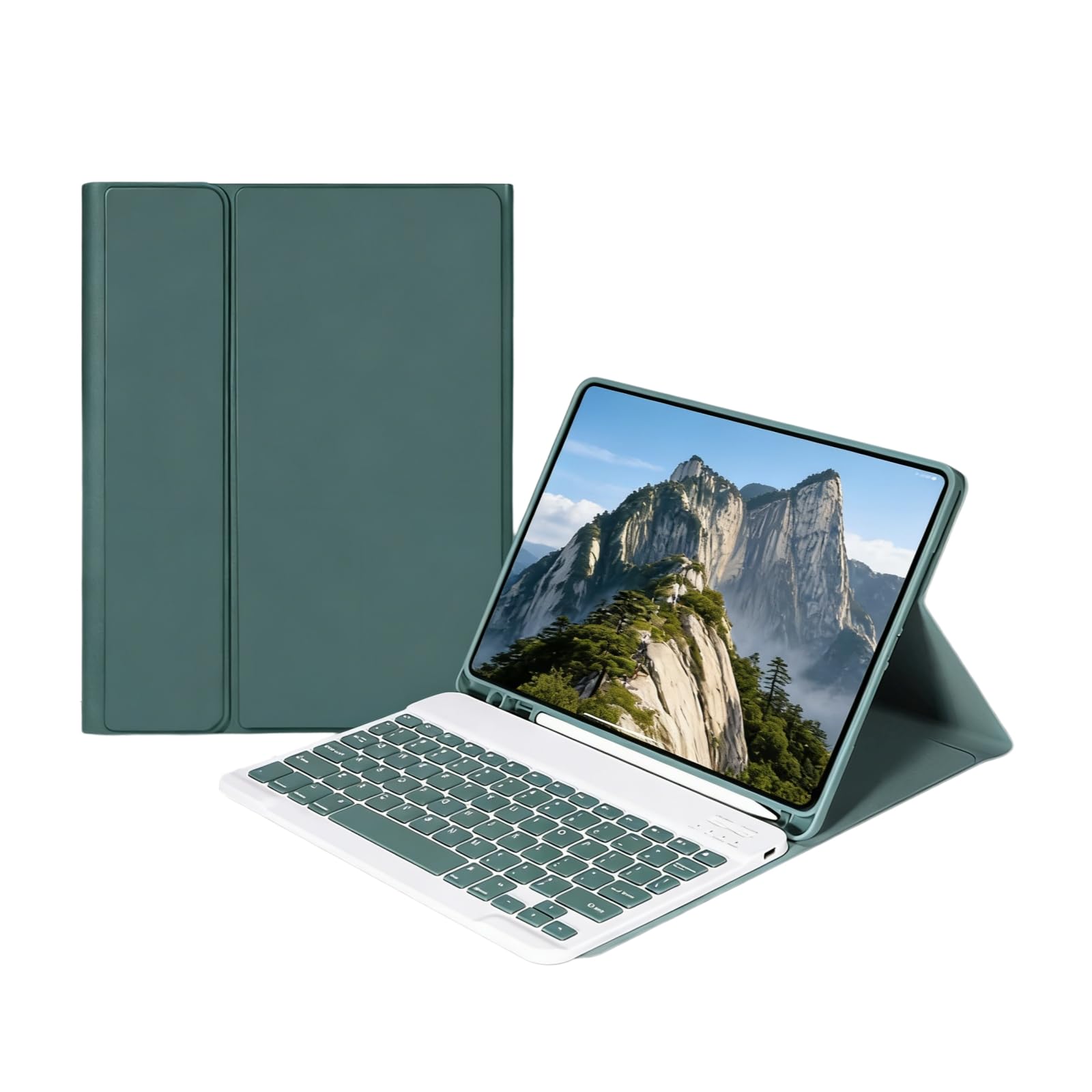 Funda con Teclado Compatible para iPad Air de 13 Pulgadas 2024 M2 2025 M3 2026 M4 con Teclado de 12 Pulgadas Bluetooth Soporte Ajustable Auto Sleep Wake(Turquoise)