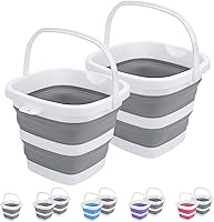 Craftend 2-Pack Collapsible 5L Buckets - Foldable Space-Saving Portable Pails for Camping, Car Wash, Beach & Cleaning (Grey)