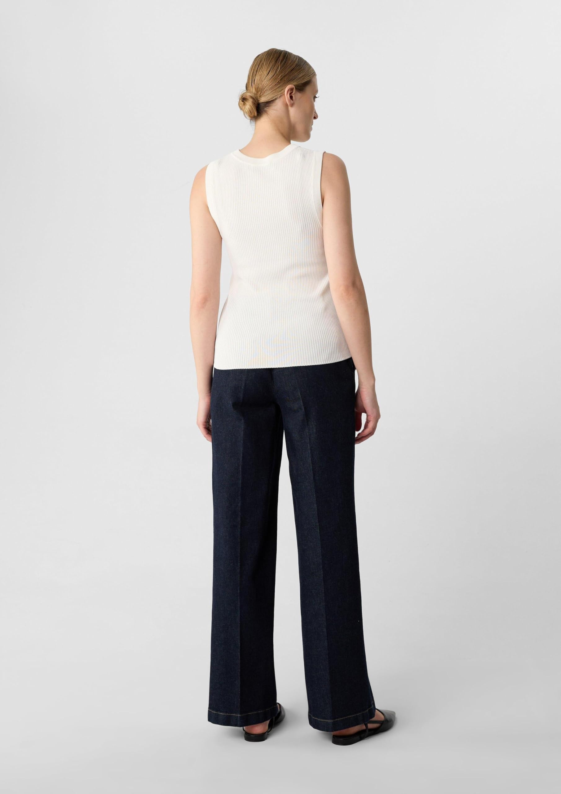 Comma Geripptes Stricktop aus Viskosemix im Slim Fit