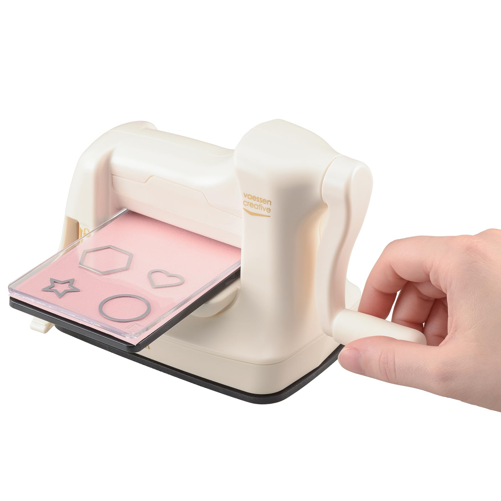 Vaessen Creative 2137-035 Mini Fustellatrice e Macchina per Goffratura Starter Kit, Bianco/Rosa