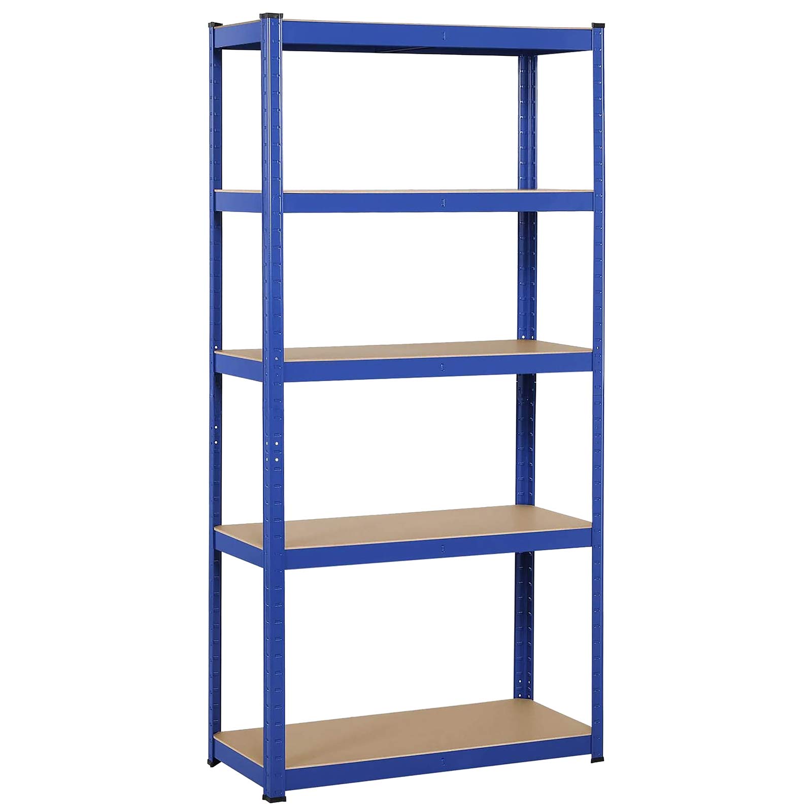 Grafner Schwerlastregal mit 5 verstellbaren Böden aus MDF, maximale Belastung 1325 kg, abgerundete Ecken, 180x90x45 cm, pulverbeschichteter Stahl-Korpus, blau, Steckregal, Profi Lagerregal Kellerregal