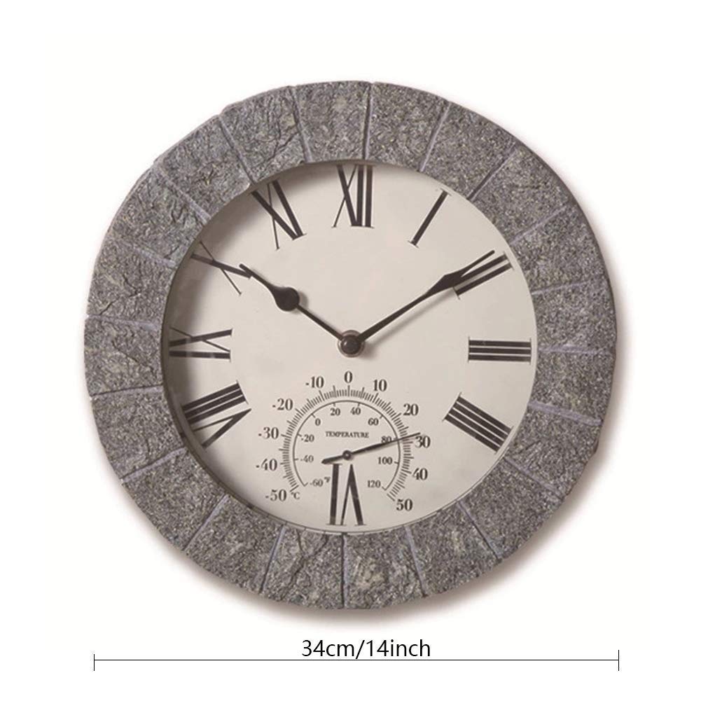 Horloge Murale De Jardin 35,6 Cm Avec Thermomètre Et Hygromètre Pour