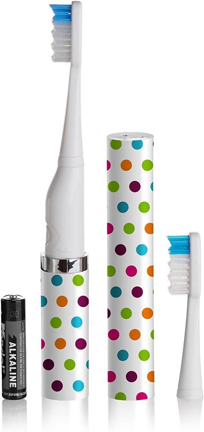 Slim Sonic Electric Toothbrush - # VSS151 Confetti by Violife for Unisex - 3 Pc Set Toothbrush, Additional Brush Head, AAA Battery