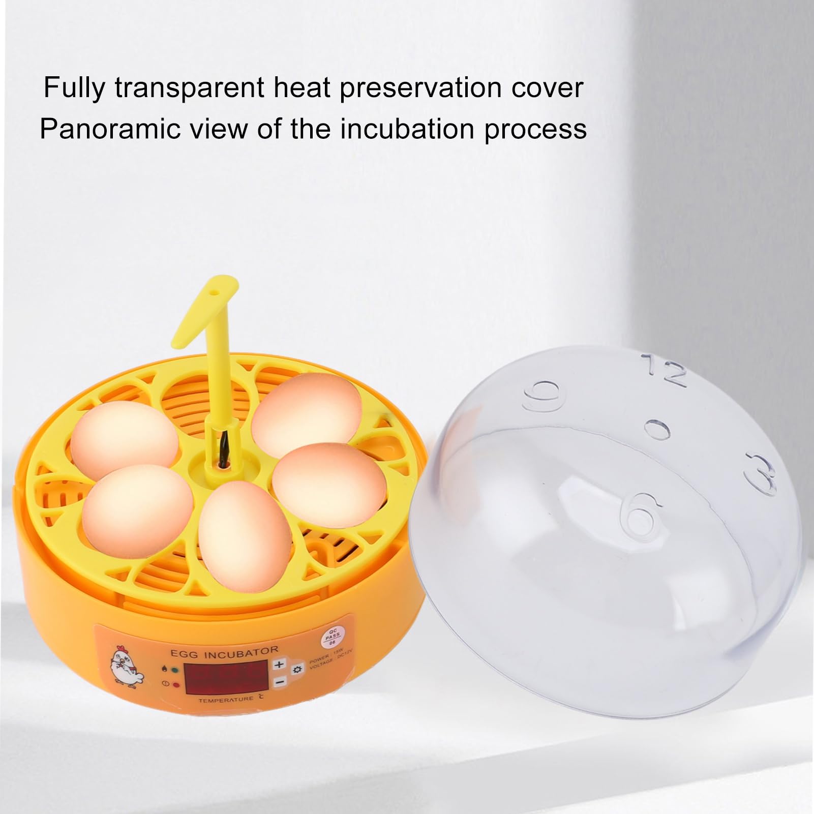 Fockety Incubatrice per 6 Uova, Macchina per la Cova delle Uova con Candeliere Intelligente con Controllo della Temperatura, Incubatrice per Galline con Giramento Uova Automatico a