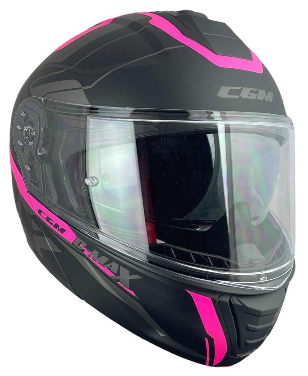 Casco Modular CGM Negro Mate y Rosa con Visera Transparente Homologación 22.06 (XS 53/54)