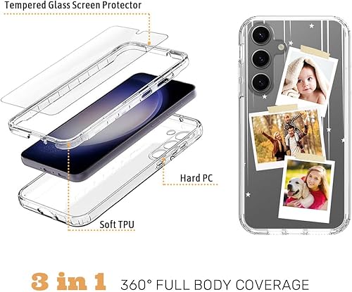 Vista 159 de Funda transparente 3 en 1 diseñada para teléfono Galaxy S21, Plus/Ultra/FE 5G Samsung, capas protectoras híbridas [protector de pantalla] Borrar 05