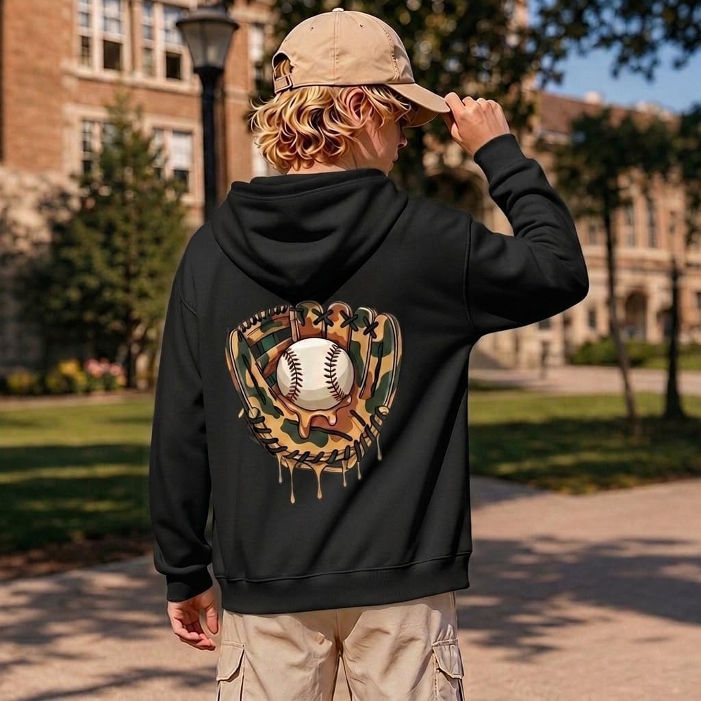 Baseball Hoodies for Boys Graphic Drip Baseball Lover Fans Sweatshirts with Pocket for Kids 5-14 Years