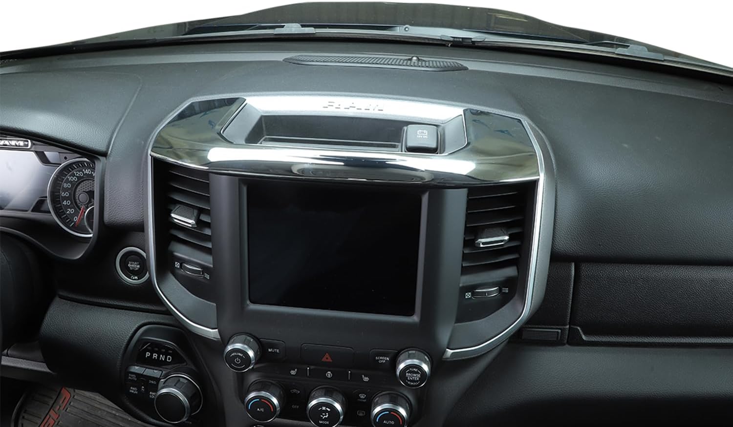 Center Console Storage Box Panel Dashboard Trim Dash Cover Compatible with Dodge Ram 2018-2025 Interior Accessories (Chrome)