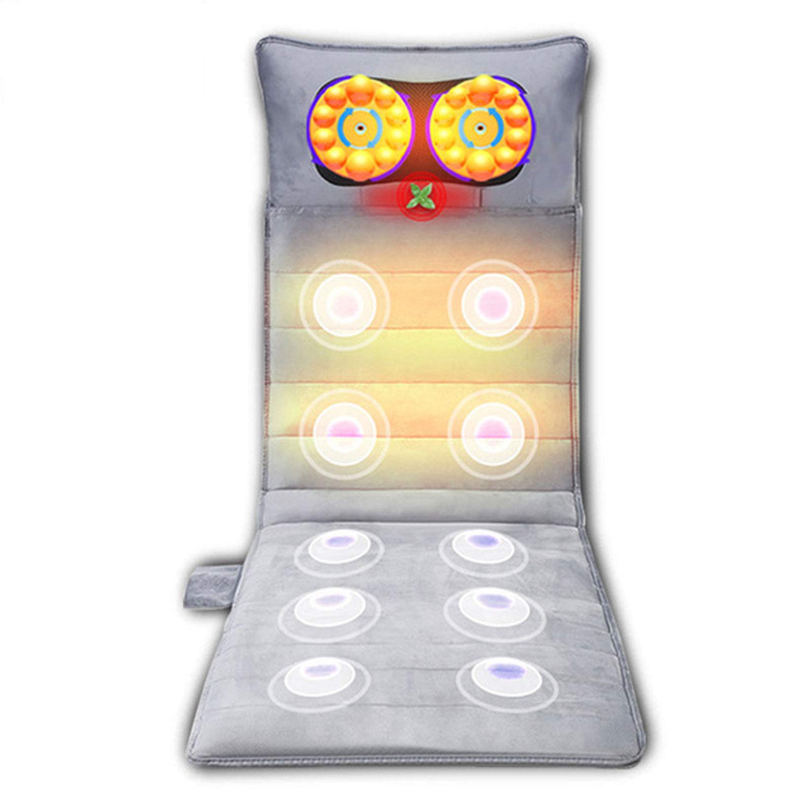 Colchoneta Masaje Terapia Multifuncional Cuerpo Completo Shiatsu Vibrataion Almohadilla con Calefacción Eléctrica, Derretir el Dolor de Espalda, Flexible, Cómodo y Plegable