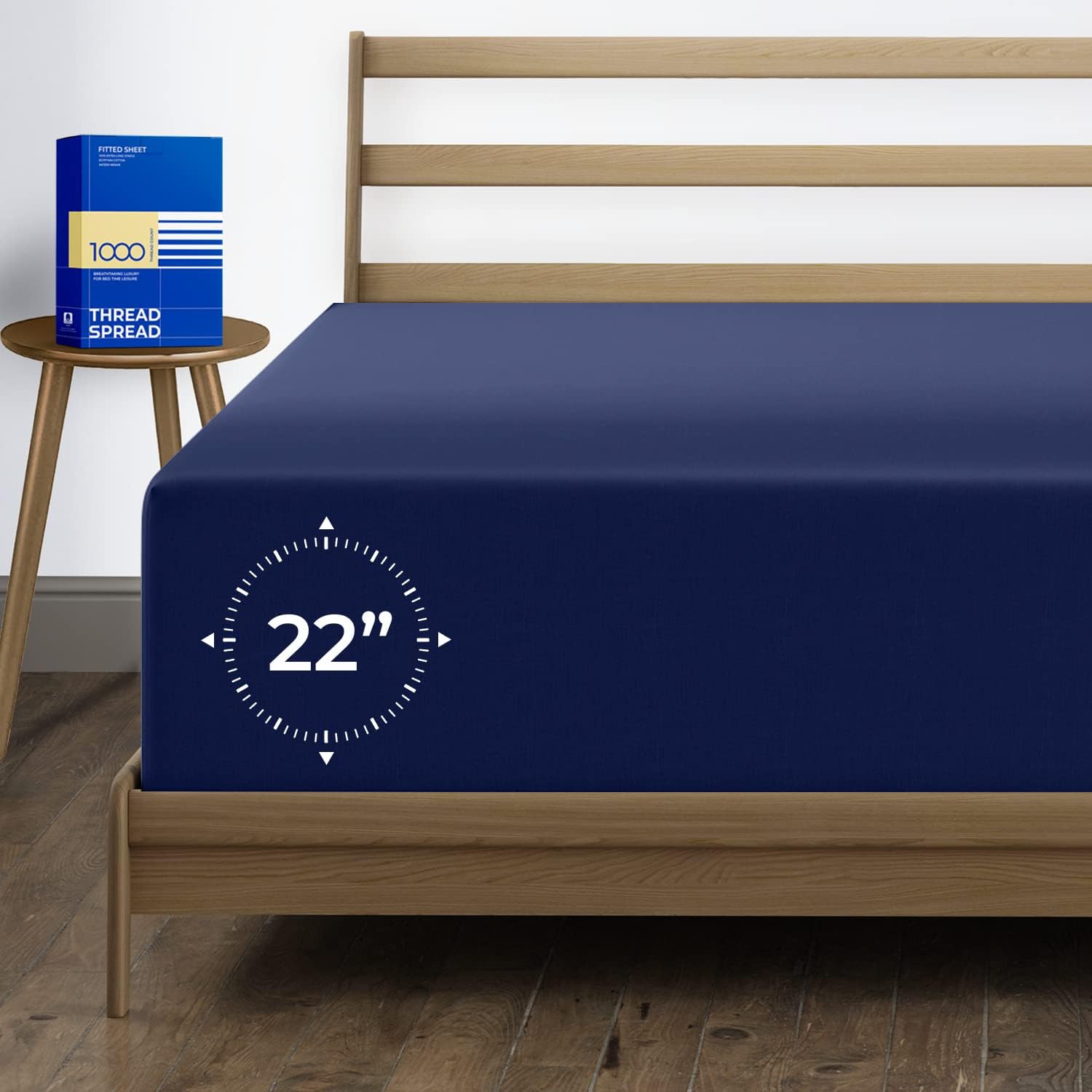 Thread Spread Premium 1000ThreadCount Egyptian Cotton King Fitted Sheet Only 22