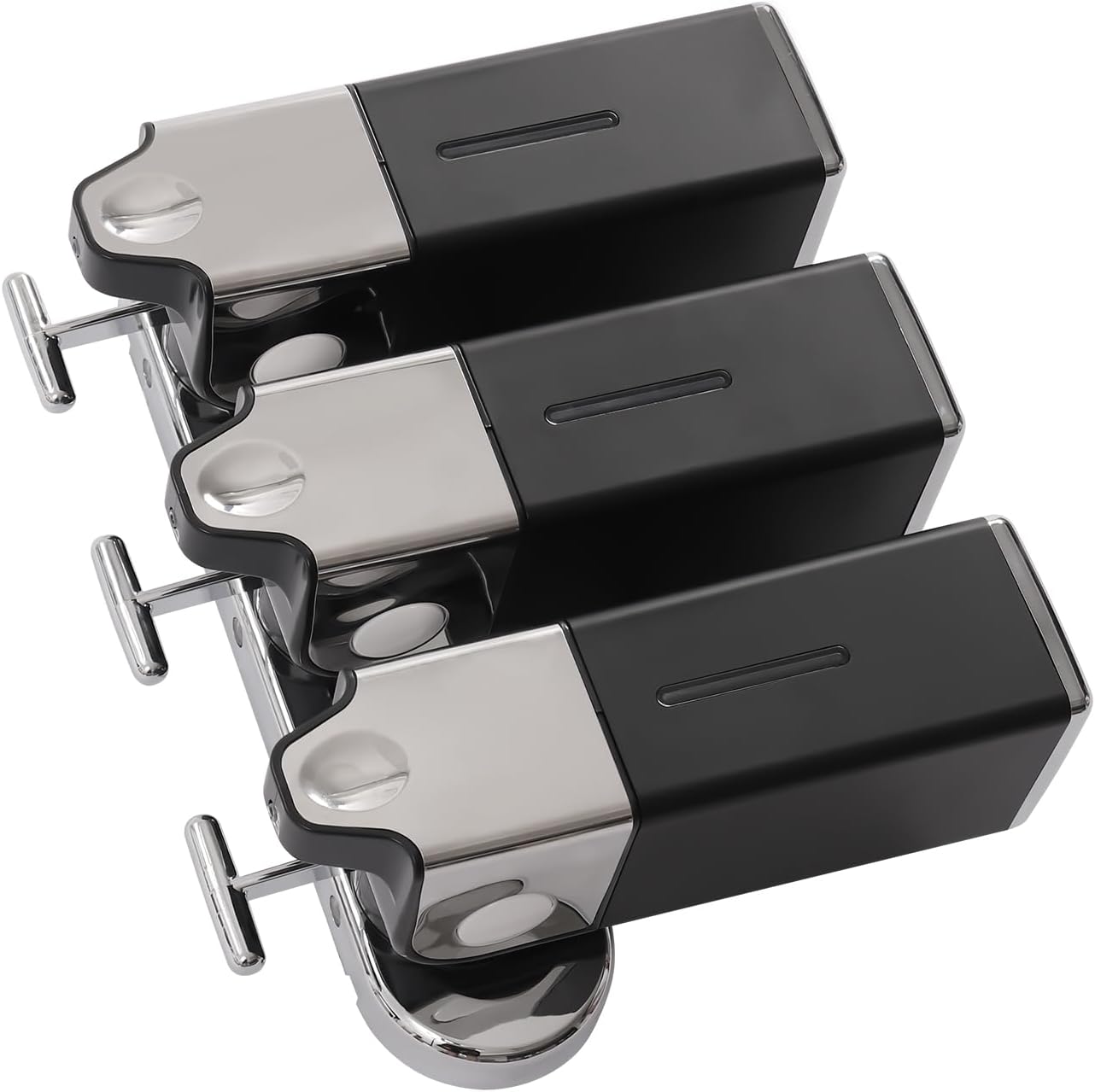 Wall Mounted Bathroom Shower Pump Dispenser 3-in-1, Shampoo and Soap Dispenser Organizer, 3x500ml Manual Conditioner Shower Gel Dispenser Set for Home Hotel Restaurant Bath Kitchen (Black)